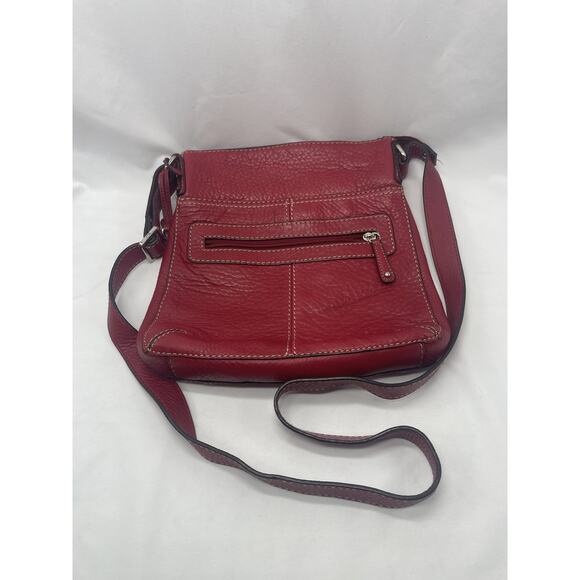 Fossil Morgan Red Pebble Leather Traveler Messenger Crossbody Shoulder Bag - Picture 1 of 16